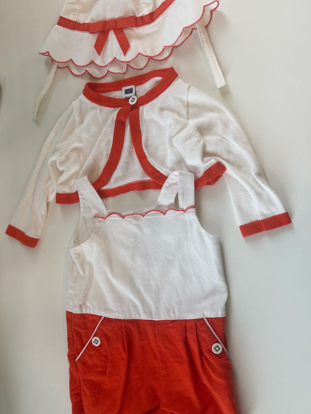Janie and Jack White and Red Girls 3-Piece Matching Set with Hat